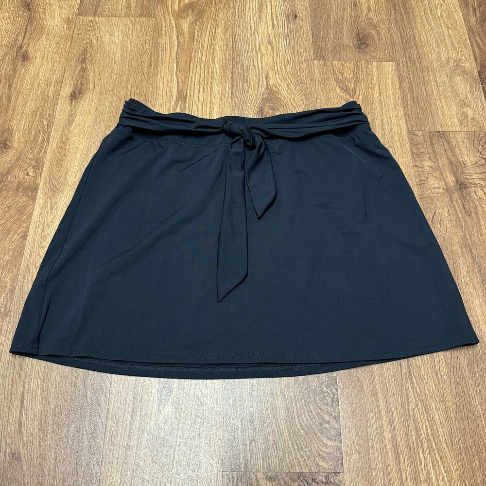 Lands End Womens Black Swim Skirt Tie Front CoverUp Size Small Nylon